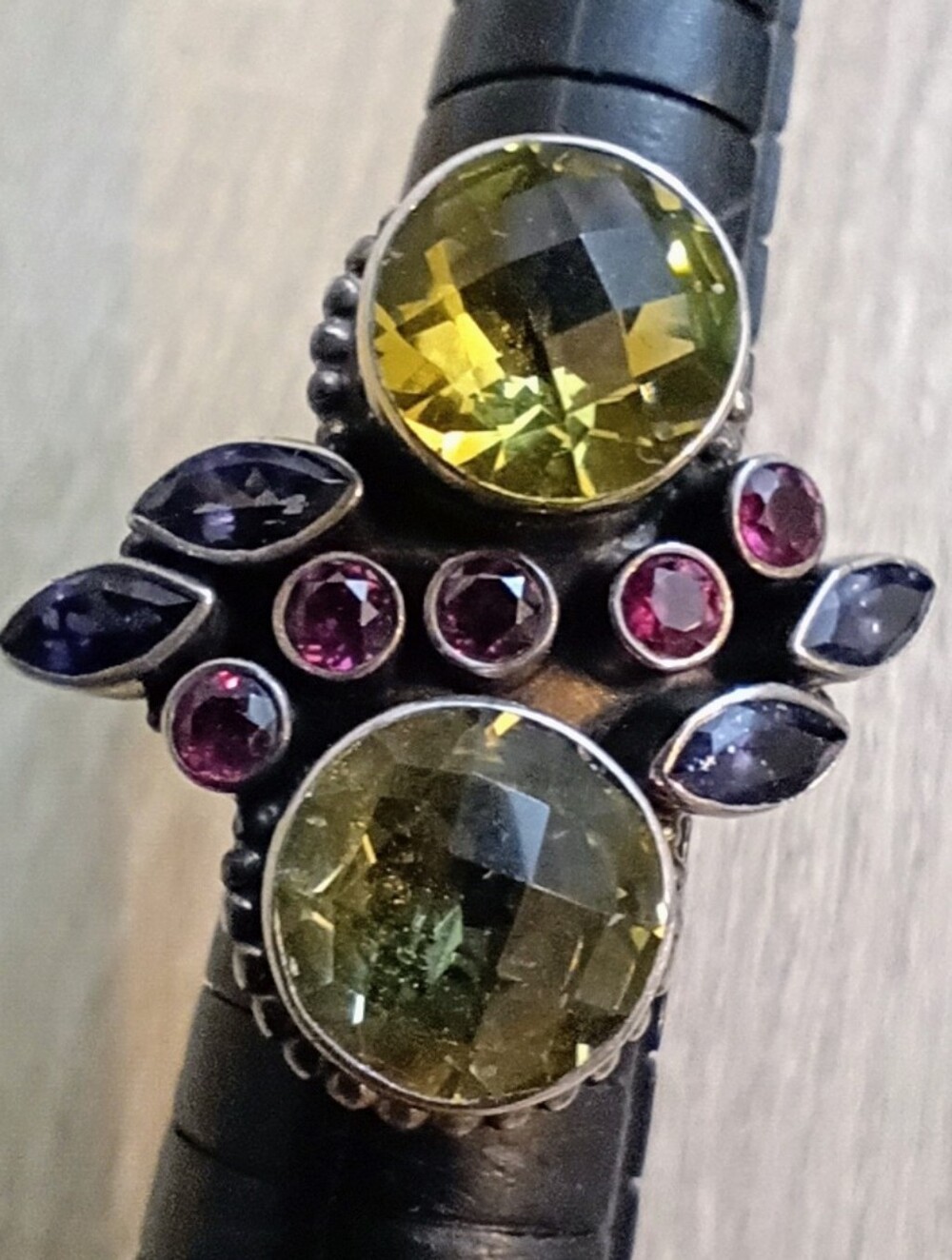 Vintage Nicky Butler Sterling Silver Multi-Gemstone Statement Ring Size 5.75